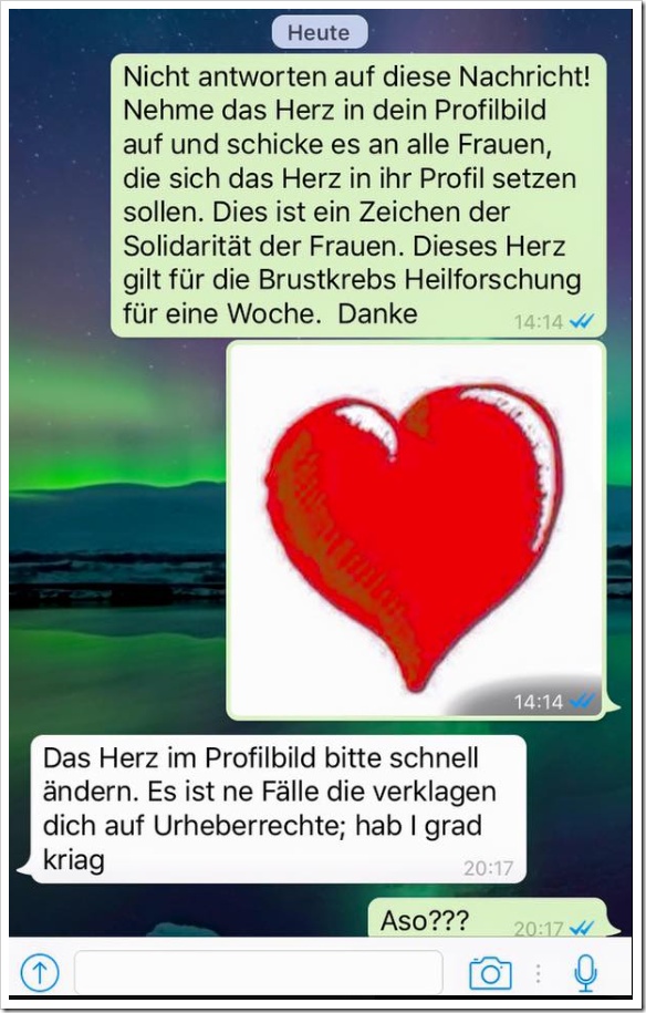 WhatsApp: Profilbild mit Herz– Bedeutung und Abmahnung? - mimikama