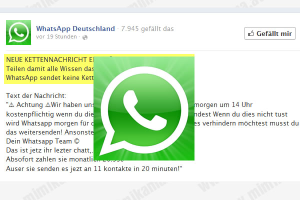 WhatsApp-Kettenbrief auf Facebook