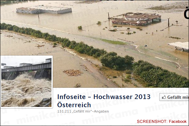 Facebook: Infoseite - Hochwasser 2013 Österreich