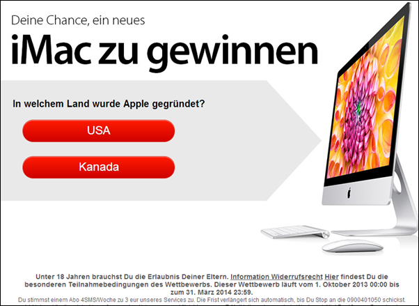 Ihre Chance, ein neus iMac gewinnen.