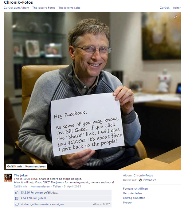 Bill Gates verschenkt 5.000 Dollar