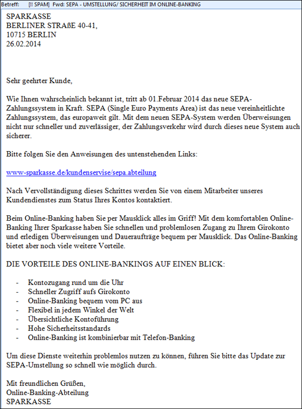 SEPA - UMSTELLUNG/ SICHERHEIT IM ONLINE-BANKING