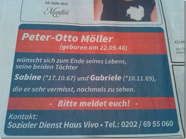 Peter-Otto Möller sucht seine Töchter