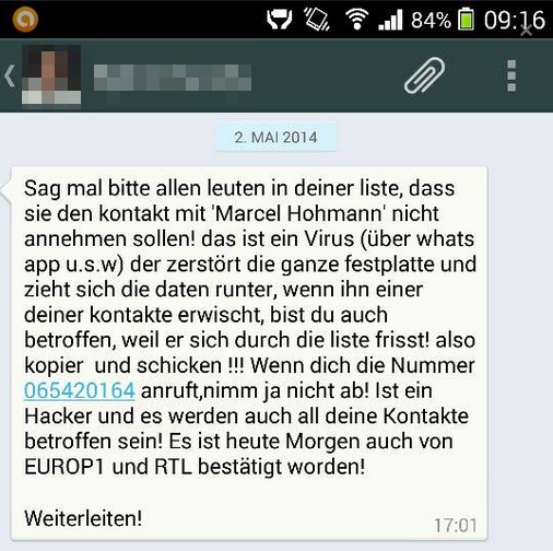 WhatsApp Kettenbrief: Marcel Hohmann