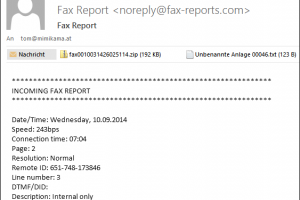 Fax Report oder Incoming Fax per E-Mail erhalten? Achtung dahinter versteckt sich ein TROJANER!