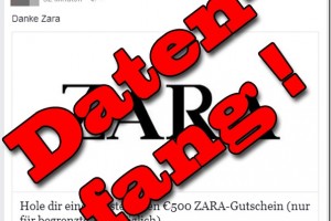 ZARA Gutscheine im Wert von 500 € entpuppen sich als Datenfang