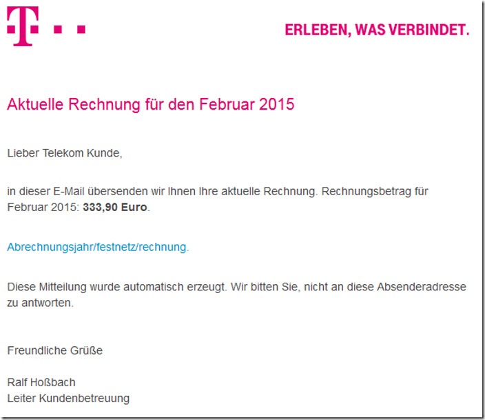 ACHTUNG: gefälschte Telekom Rechnung Februar ist ein ...