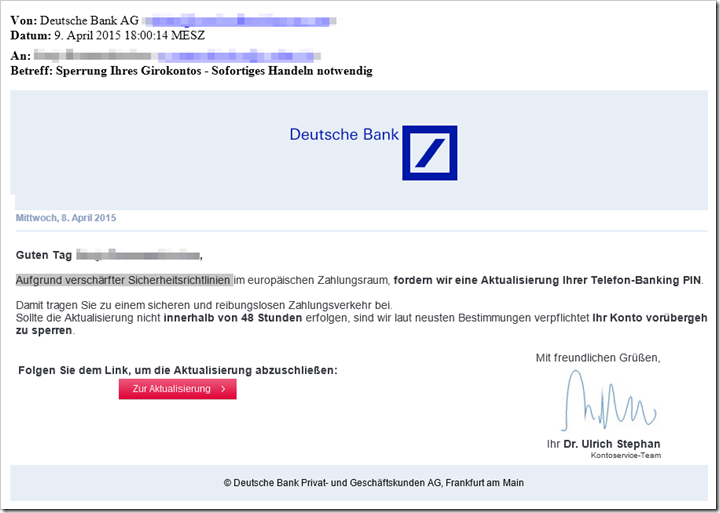 Deutsche Bank Phishing