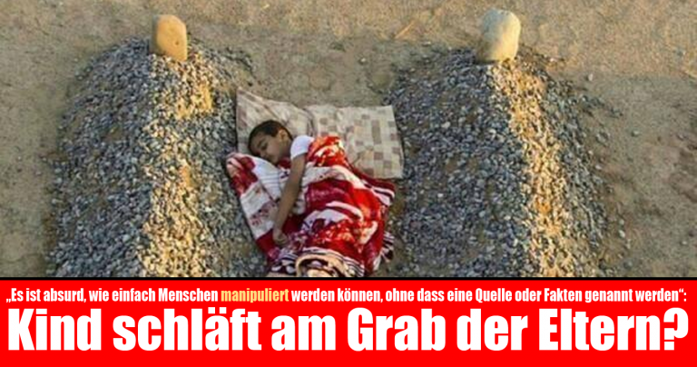 Das syrische Flüchlingskind schläft am Grab der Eltern