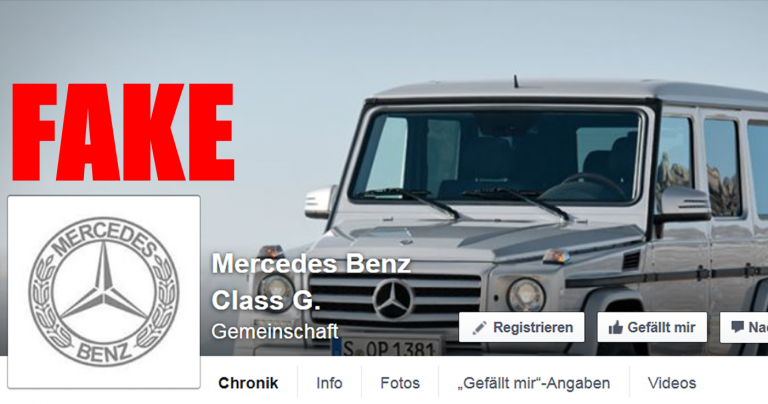 Achtung vor der Facebook-Seite: “Mercedes Benz Class G.”