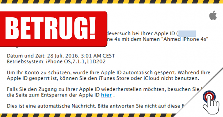 Apple-Nutzer aufgepasst: Meldung über gesperrte Apple-ID ist ein Betrug!