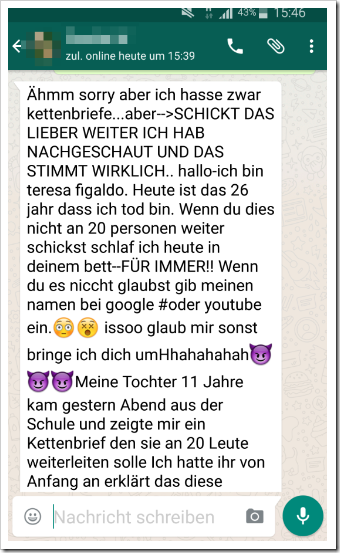 Liebes kettenbrief whatsapp WhatsApp: Kettenbrief