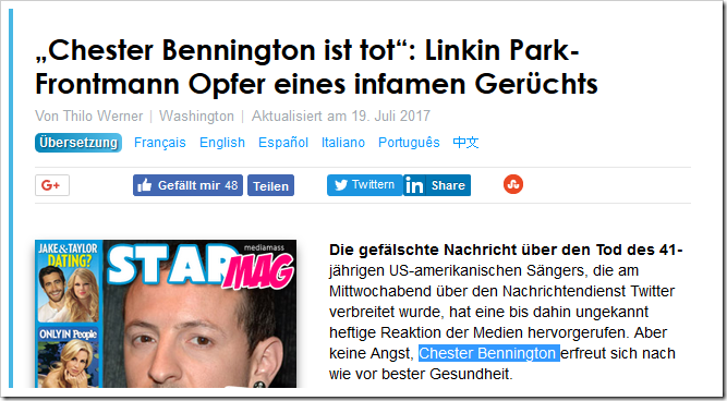 Linkin Park Sänger Tot