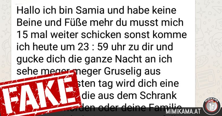 Horror-Kettenbrief via WhatsApp im Umlauf: “Hallo ich bin Samia …”