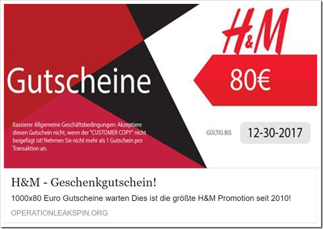 H&M 80 € Gutschein