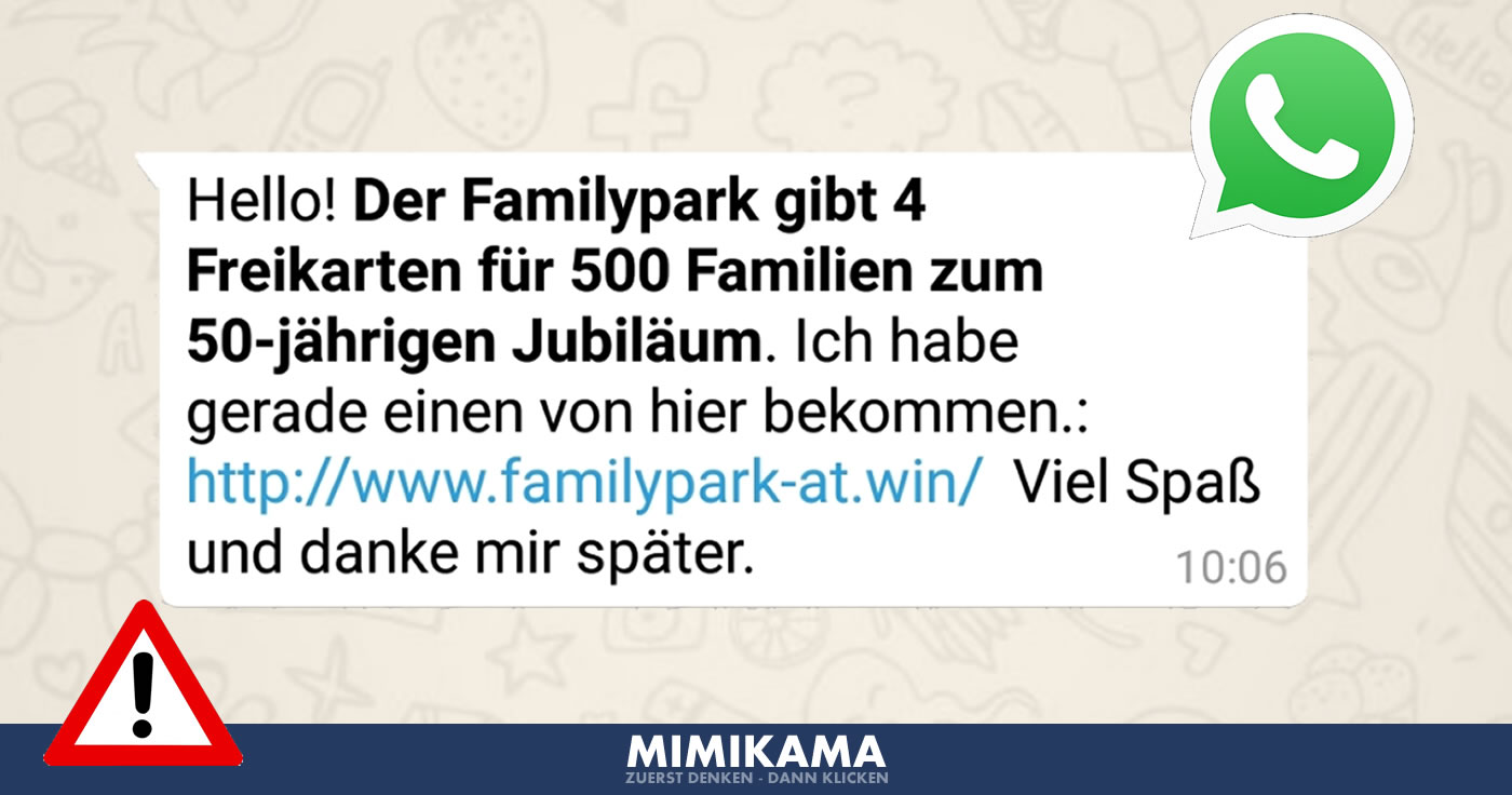 WhatsApp: 4 Freikarten für den Familypark. Das steckt dahinter