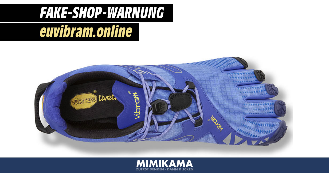 Der Fake-Shop “euvibram.online” lockt mit Zehenschuhe der Marke “Vibram”