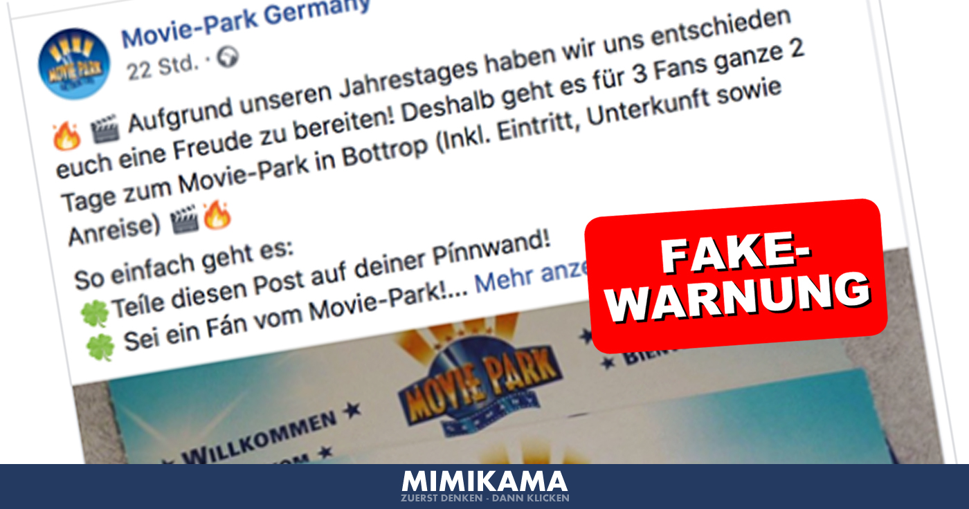 Fake-Gewinnspiele: Movie Park warnt vor Missbrauch