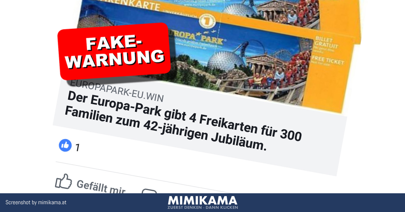 Fake-Gewinnspiel: Es gibt keine Europa Park Freikarten zu gewinnen!