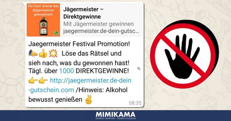 WhatsApp: Finger weg vom „Jägermeister“ Gewinnspiel!