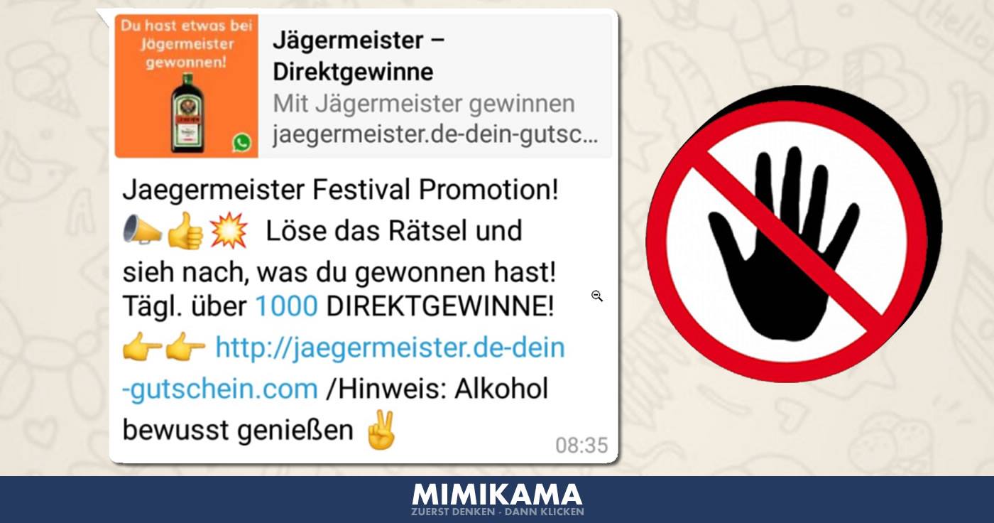 WhatsApp: Finger weg vom "Jägermeister" Gewinnspiel!