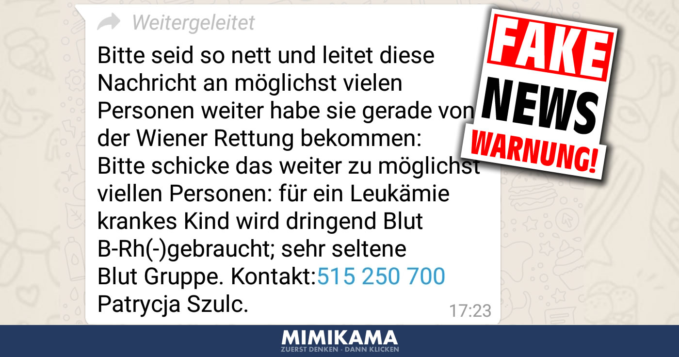 Wiener Rettung sucht per WhatsApp nach Blutspendern!?