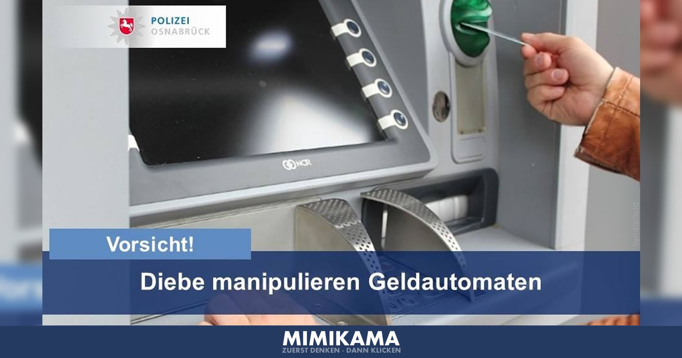 Achtung: Manipulation an Geldautomaten!