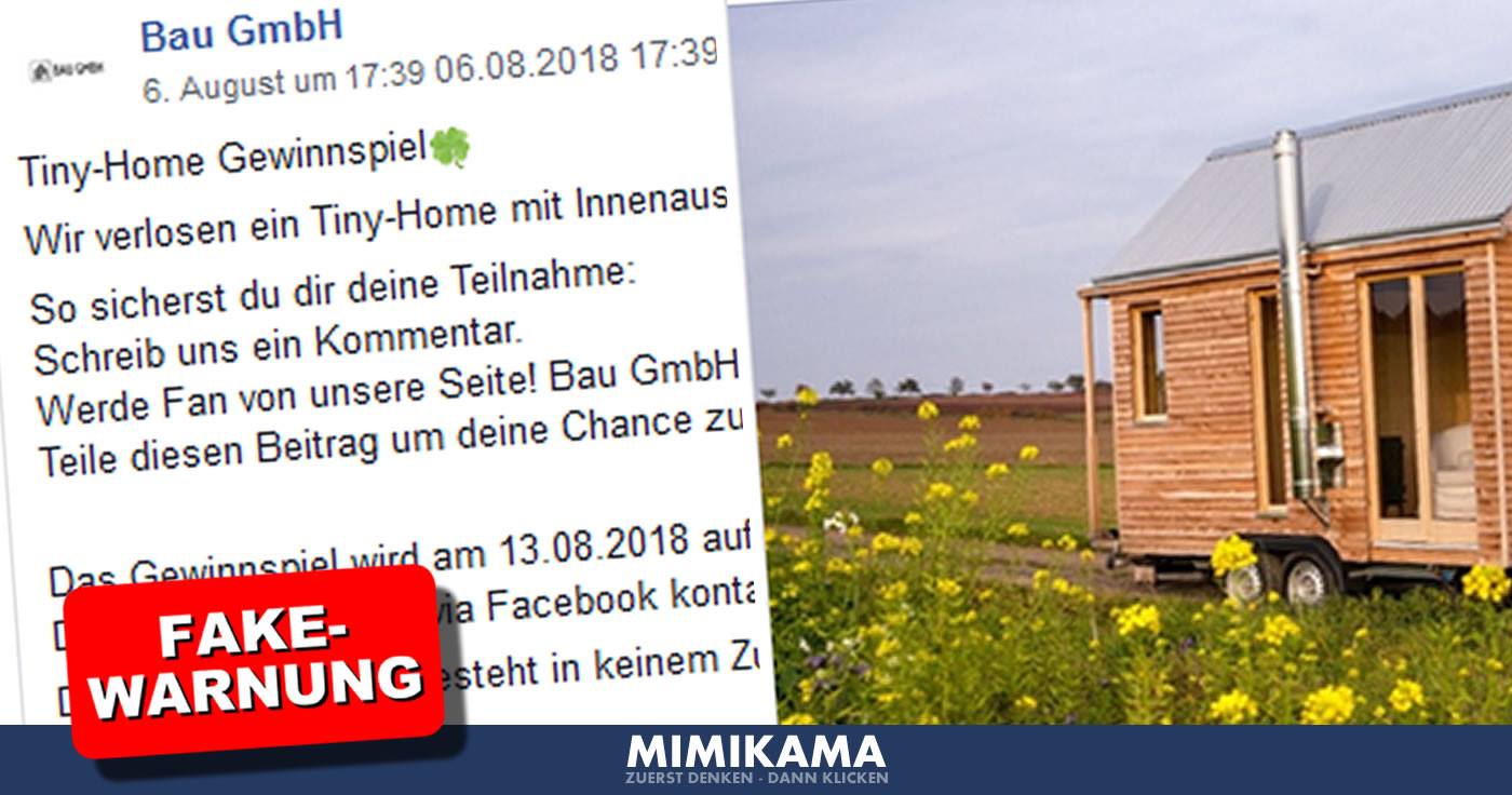 Tiny-Home Fake-Gewinnspiel der Facebook-Seite Bau GmbH