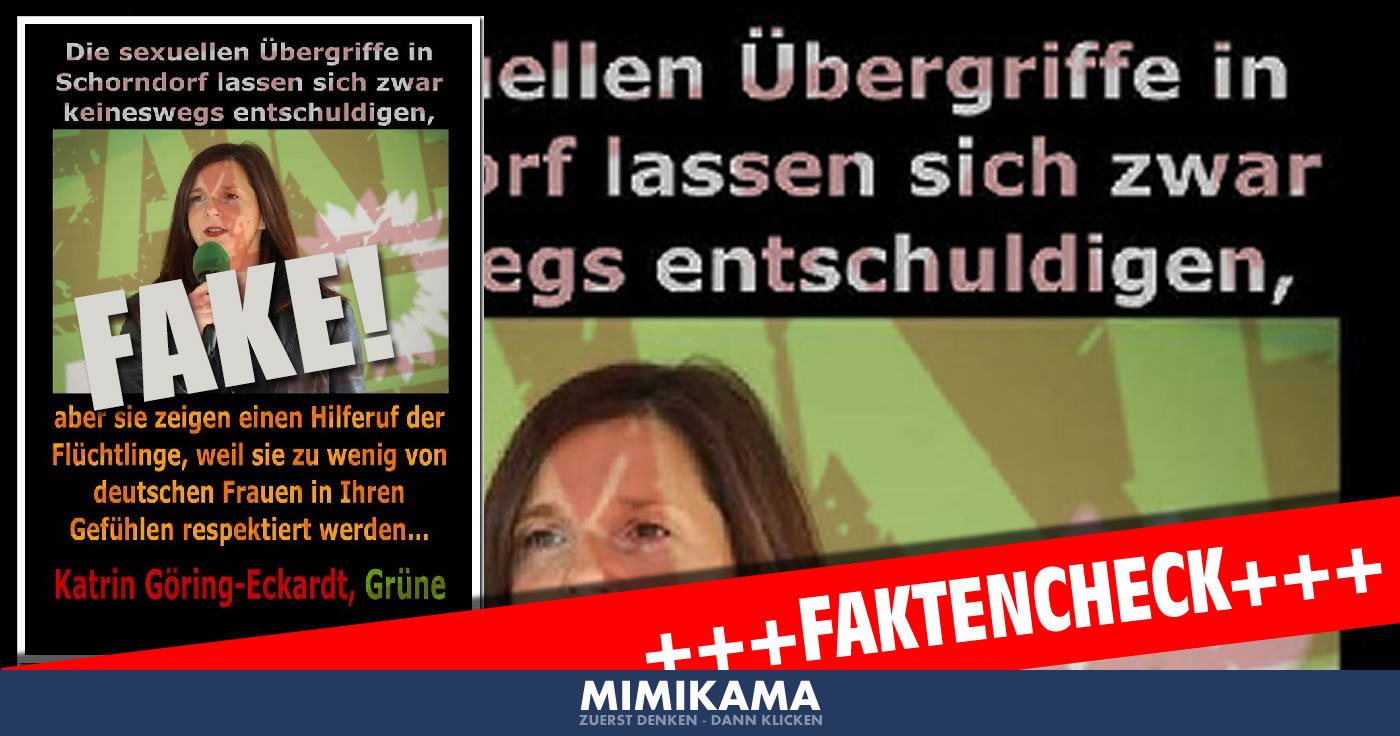 Katrin Göring-Eckardt soll gesagt haben: “Die sexuellen Übergriffe in Schorndorf lassen sich zwar keineswegs entschuldigen