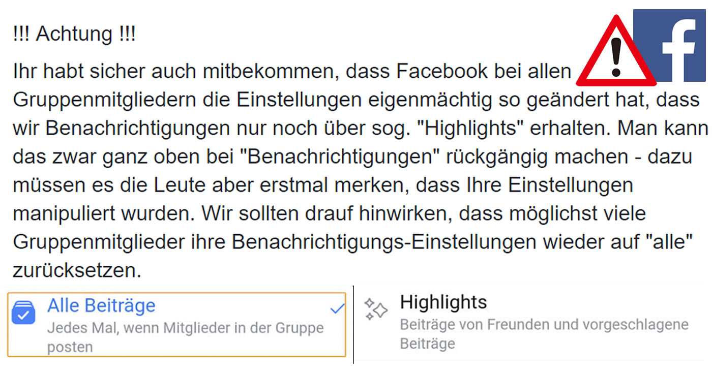 Facebook: Highlight-Benachrichtigungen in Gruppen ändern