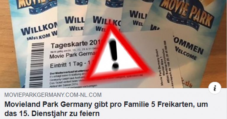 Achtung Datensammler: Keine Freikarten für Movie Park Germany!