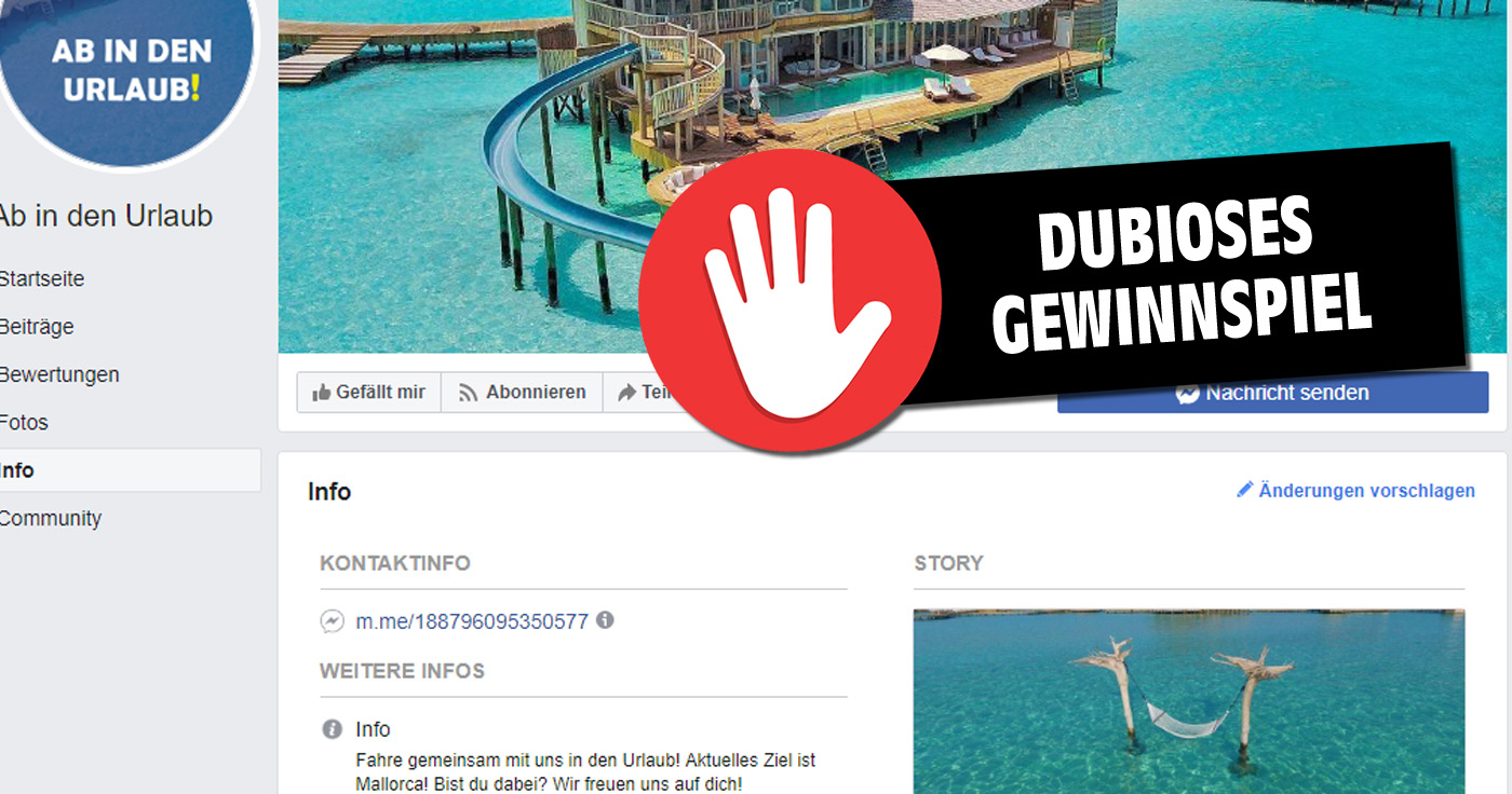 Ab in den Urlaub? Diese Facebook-Seite ist gefälscht!