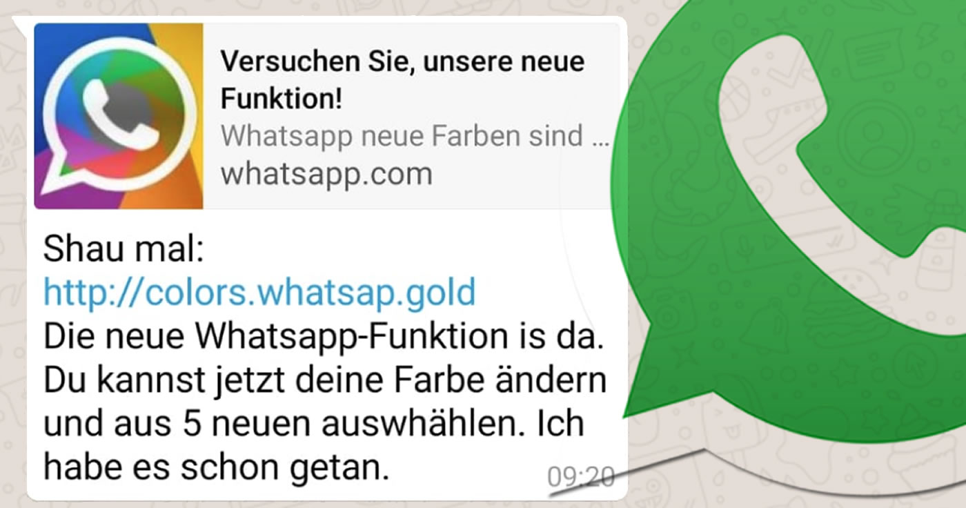 Keine neue Farben für WhatsApp: Die Nachricht dient nur als Köder