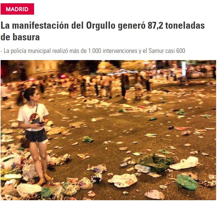 Servimedia.es: La manifestación del Orgullo generó 87,2 toneladas de basura