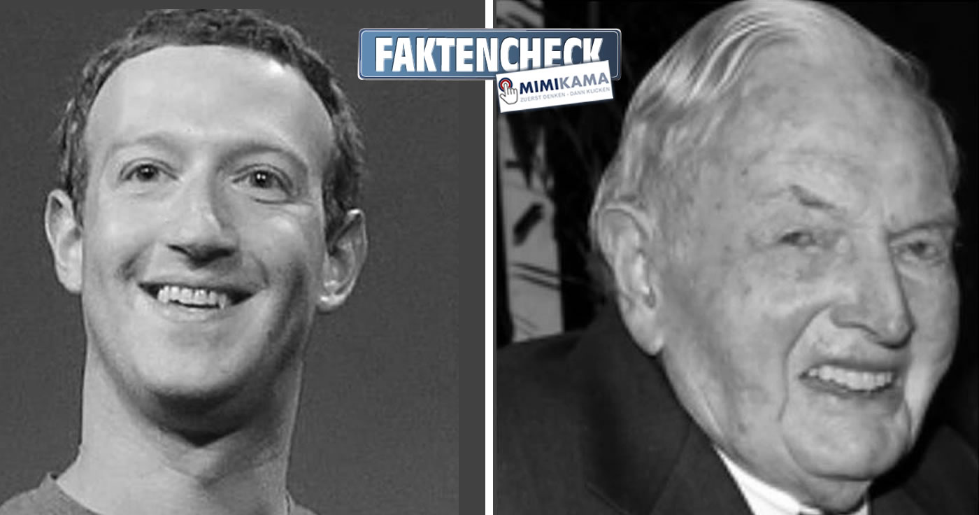 Mark Zuckerberg ist kein Nachkomme von David Rockefeller