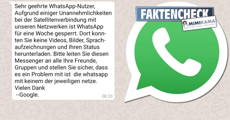 WhatsApp-Kettenbrief: „Aufgrund einiger Unannehmlichkeiten bei der Satellitenverbindung“