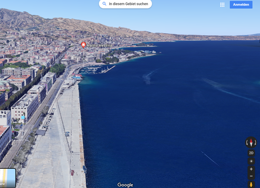Screenshot: Hafen von Messina bei Google Maps