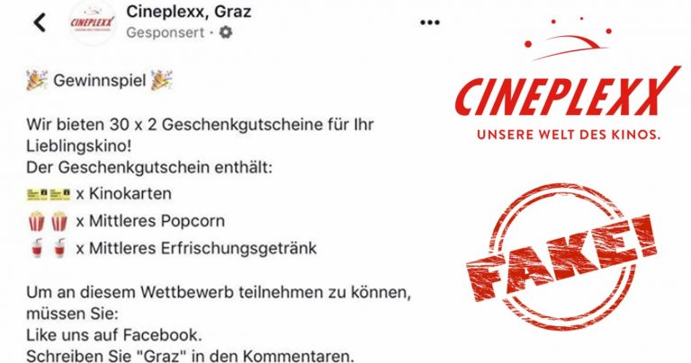 Falsche Cineplexx-Seiten auf Facebook locken in Abo-Fallen!