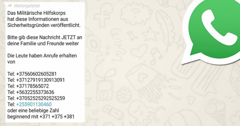 Der WhatsApp-Kettenbrief des „Militärischen Hilfskorps“