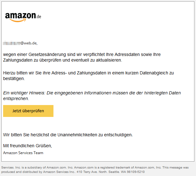Die falsche Amazon-Mail
