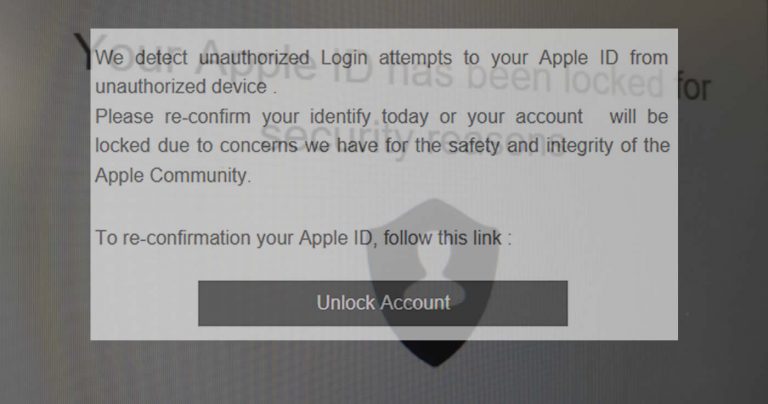 Phishing-Mail: „Your Account Apple Has been locked“