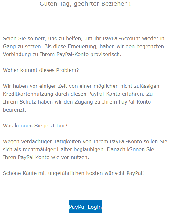 PayPal Phishing-Mail