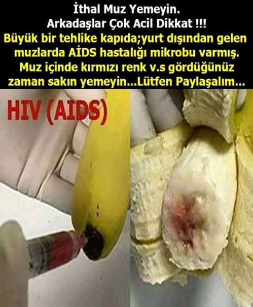 Das Banane-HIV-Sharepic auf türkisch