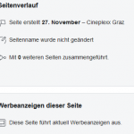 Die Seite "Cineplexx Graz" existiert erst seit wenigen Tagen