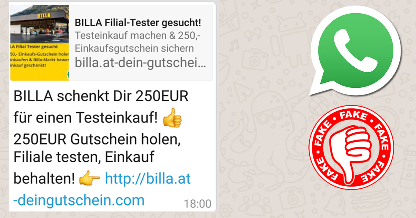 Vorsicht: Billa verschenkt keinen Gutschein via Messenger