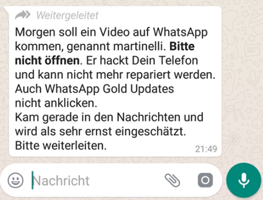Der Martinelli-Virus mit WhatsApp Gold Updates