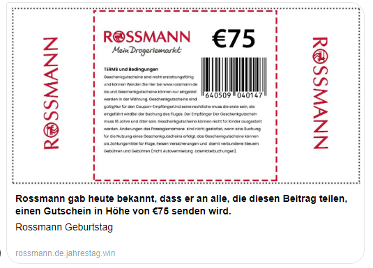 Screenshot: Rossmann-Gutschein auf Facebook