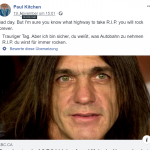 Screenshot Facebook aus dem Jahre 2019. Als zwei Jahre nach dem Tod des Gitaristen!