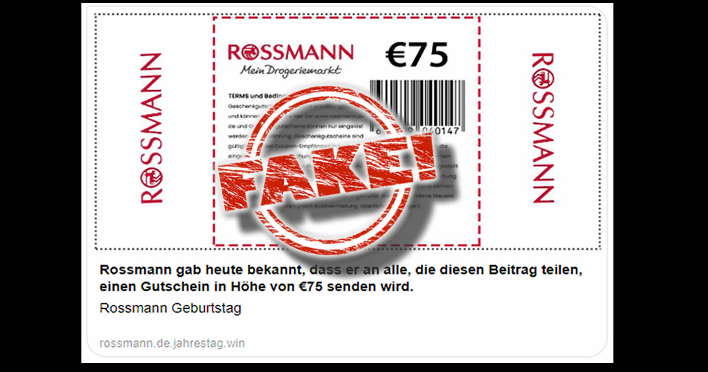Rossmann-Gutschein auf Facebook. Finger weg davon!
