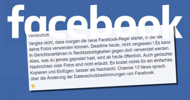 „Die neue Facebook-Regel“: Ein unsinniger Kettenbrief